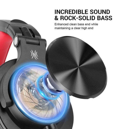 OneOdio Wired Headphones For Commute And Hands Free Calls red black wired 40mm drivers noise-reducing earcups mic