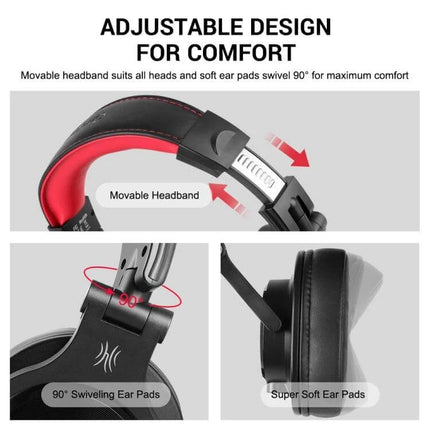 OneOdio Wired Headphones With Microphone For Calls adjustable padded headband 90° swivel soft ear pads for comfort