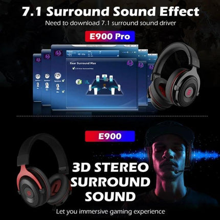 EKSA Wired Gaming Headset With Microphone For Gaming And Calls black red E900 Pro 3D stereo surround sound