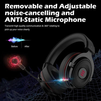 EKSA Wired Gaming Headset With Microphone For Gaming And Calls with removable adjustable noise-cancelling mic