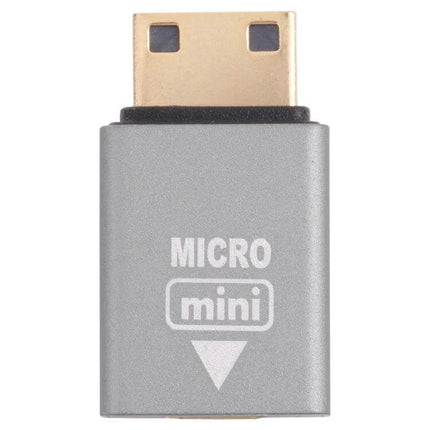 Mini HDMI to Micro HDMI Adapter for Device Connections, silver Mini HDMI male to Micro HDMI female converter for cameras and monitors