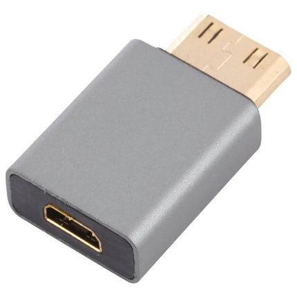 Mini HDMI to Micro HDMI Adapter for Device Connections - compact silver Mini HDMI male to Micro HDMI female adapter for camera to monitor hookup