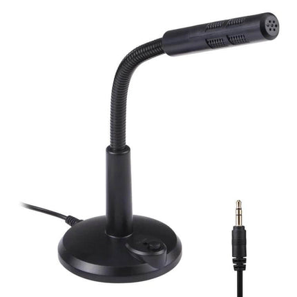 Easy-to-Use 3.5mm Plug Computer Microphone for Voice Calls and Recording - desktop omnidirectional mic with flexible gooseneck and 3.5mm plug