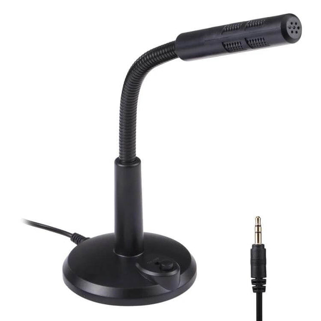 Easy-to-Use 3.5mm Plug Computer Microphone for Voice Calls and Recording - desktop omnidirectional mic with flexible gooseneck and 3.5mm plug
