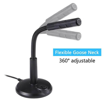 Easy-to-Use 3.5mm Plug Computer Microphone for Voice Calls and Recording - desktop omnidirectional mic with flexible 360° gooseneck