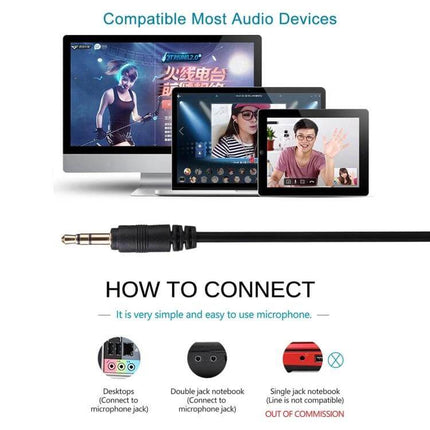 Easy-to-Use 3.5mm Plug Computer Microphone for Voice Calls and Recording - omnidirectional mic next to laptop, tablet and desktop for clear calls and recordings
