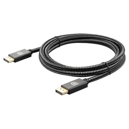 2-Meter DisplayPort Male to Male Cable for Device Connections - braided DP cable with gold-plated connectors for high-resolution monitor and PC