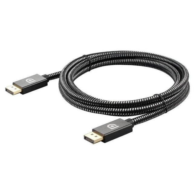 2-Meter DisplayPort Male to Male Cable for Device Connections - braided DP cable with gold-plated connectors for high-resolution monitor and PC