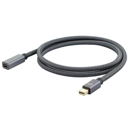 Mini DisplayPort Male to Female Extension Cable for Displays braided gray cable with gold-plated connectors for extending monitor connections