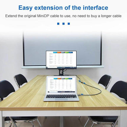 Mini DisplayPort Male to Female Extension Cable for Displays connecting laptop to monitor for extended reach and seamless audio/video in a conference room setup