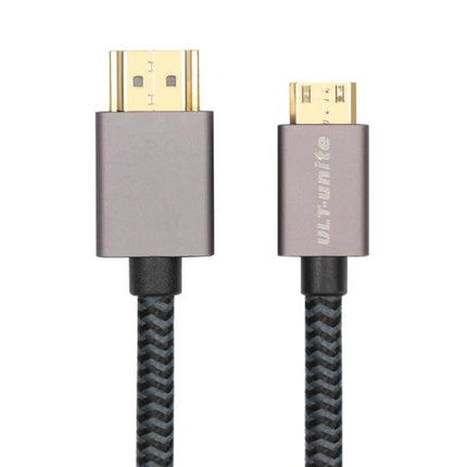 ULT-unite 2 Meter HDMI Cable for Connecting TVs and Devices — braided 2m HDMI to micro HDMI cable with gold-plated connectors for 4K/21Gbps audio-video