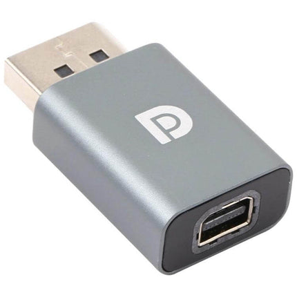 Mini DisplayPort Female to DisplayPort Male Adapter for Device Linking compact gray adapter connecting Mini DisplayPort devices to DisplayPort monitors