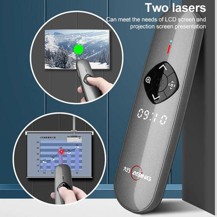 ASiNG Green Laser Wireless Presentation Pen with 32GB Storage — wireless presenter with green laser pointer, slide control, and built-in 32GB storage