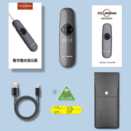 ASiNG Green Laser Wireless Presentation Pen with 32GB Storage - presenter remote, USB cable, pouch and manuals set for meetings and classrooms