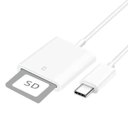 White Type-C SD Card Reader for Daily Mobile Data Access showing USB-C plug and SD card inserted