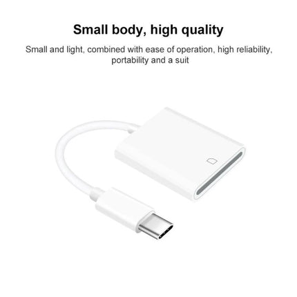 Type-C SD Card Reader for Daily Mobile Data Access — compact white adapter for plugging SD/microSD into Type-C smartphones and tablets
