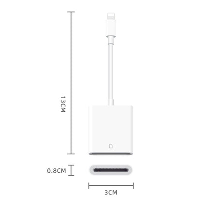 Compact SD Card Reader for Mobile Data Transfer on the Go - white 8-pin plug-and-play adapter with compact 13cm length for phone photo transfer