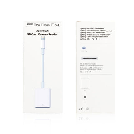 Compact SD Card Reader for Mobile Data Transfer on the Go - white lightning to SD card camera reader packaging