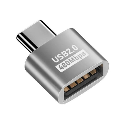 USB 2.0 Female to Type-C Male Adapter for Charging and Data Transfer - compact aluminum alloy OTG adapter for charging and 480Mbps data transfer