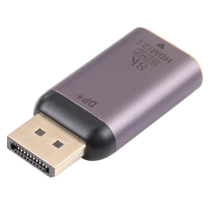HDMI to DisplayPort Adapter for Computer Video Connections compact adapter showing DisplayPort plug and HDMI compatibility for home office or gaming setups