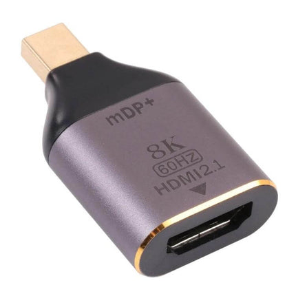 HDMI to Mini DisplayPort Adapter for Video and Audio Links - compact 8K 60Hz HDMI 2.1 mDP+ converter for desktop to monitor or projector connections