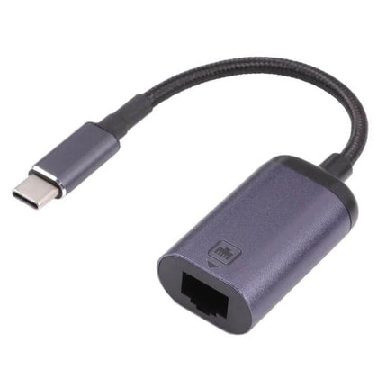 USB-C to RJ45 Ethernet Adapter Cable for Network Use slim braided cable with USB-C plug and RJ45 port