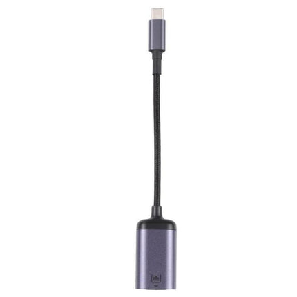 USB-C to RJ45 Ethernet Adapter Cable for Network Use - compact gray braided cable adapter for stable wired internet connections
