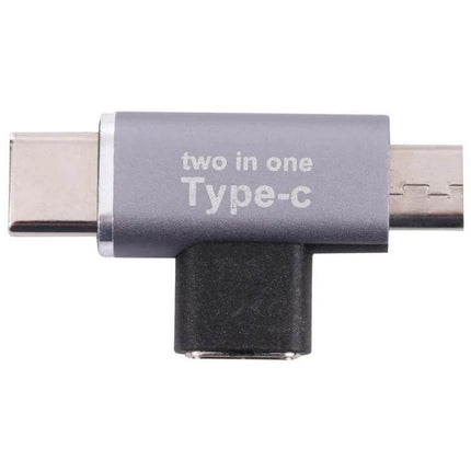 USB-C Converter with Micro USB Adapter for Device Connections, aluminum shell two-in-one Type-C adapter for file transfer