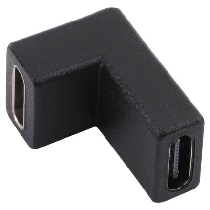 Aluminum USB-C to USB-C Adapter for Everyday Charging — compact L-shaped black adapter for charging and data transfer between USB-C devices