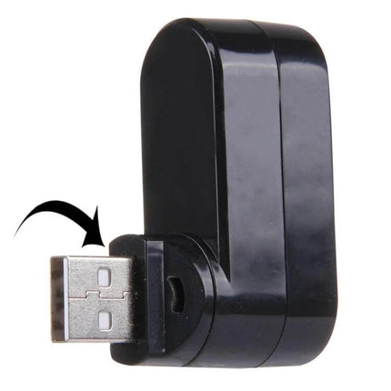 Portable USB Hub with 180-Degree Rotation for Device Connections - compact black swivel USB hub for laptops