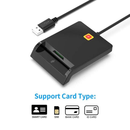 Rcoketek Smart Card Reader for SIM and Bank Cards - black USB card reader for SIM, bank and ID cards, compact portable design