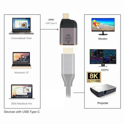 HDMI Female to USB-C Adapter for High-Definition Video Connections - 8K USB-C to HDMI adapter for laptops to monitor, HDTV, projector