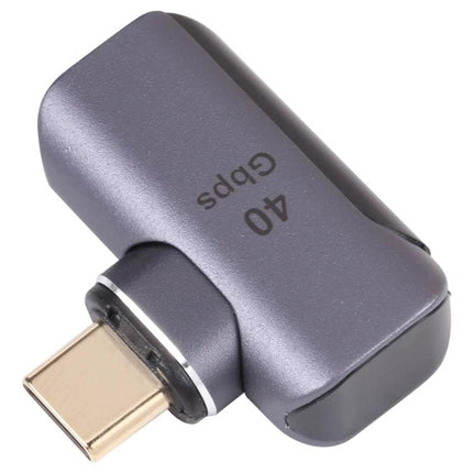 USB-C Elbow Adapter for Daily Device Connections gray aluminum alloy right-angle 40Gbps USB-C plug reducing cable strain