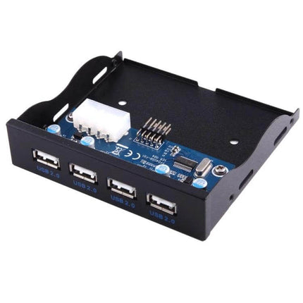Front Panel USB Hub with Four Ports for 3.5 Inch Floppy Drive Bay — black 3.5" bay USB 2.0 hub with four front panel ports and Molex power