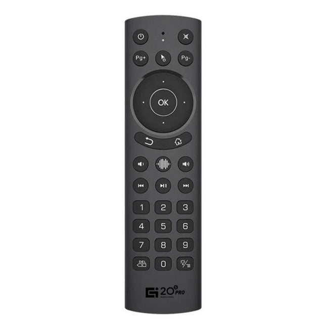 G20S Pro Voice Backlight Wireless Air Mouse Remote for TV Control - sleek black remote with voice button, backlight and numeric keypad