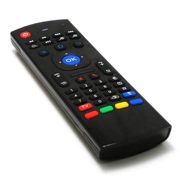 Wireless Air Mouse Remote with Voice Control and Keyboard - black ergonomic air mouse remote with full QWERTY keyboard and voice input for smart TV, presentation, gaming
