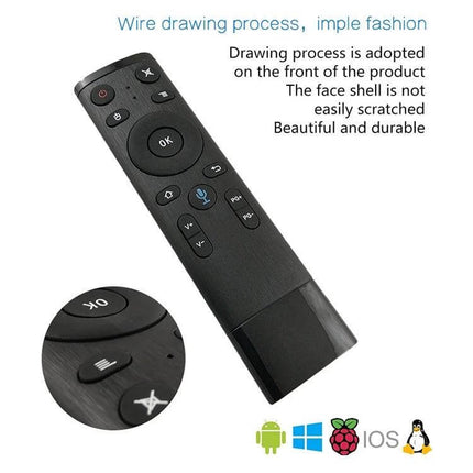 Wireless Remote Control with Voice and Gyroscope for TV and Computers slim black air mouse remote with microphone button and gyroscope