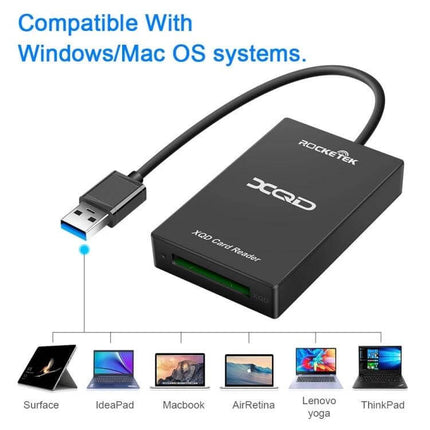 Rocketek CR311 USB 3.0 XQD Card Reader for Sony and Lexar Cards - compact USB 3.0 XQD card reader compatible with Windows and Mac