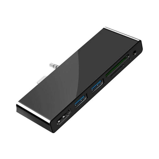 Rocketek USB-C Hub Adapter for Surface Pro GO Devices – slim aluminum hub with HDMI, 2x USB, SD card slot for 4K monitor and file transfer