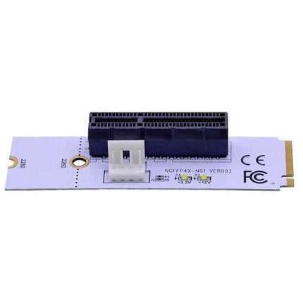 PCI-E Graphics Card Riser Adapter for Bitcoin Mining Systems white M.2 to PCI-E X4 riser with power connector and LEDs