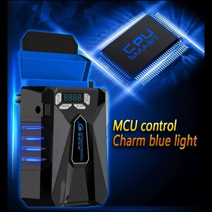 Ice Troll Portable Laptop Cooling Fan with Speed Adjustment – compact MCU-controlled cooler with blue LED display for gaming and video editing