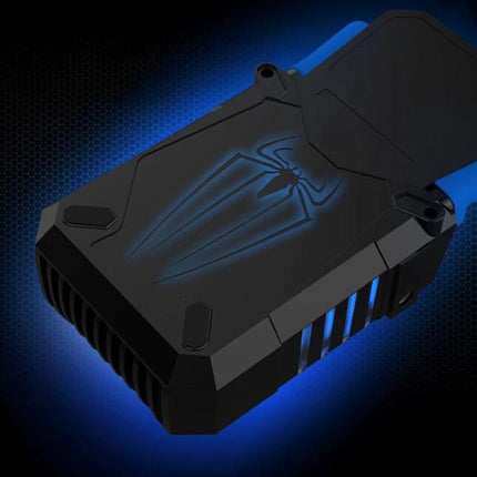 Ice Troll Portable Laptop Cooling Fan with Speed Adjustment — compact black-blue cooling unit with spider logo and side vents