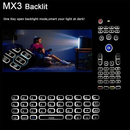 Wireless Backlit Keyboard Remote for Media and TV Control - compact backlit keyboard and remote for smart TV navigation in low light