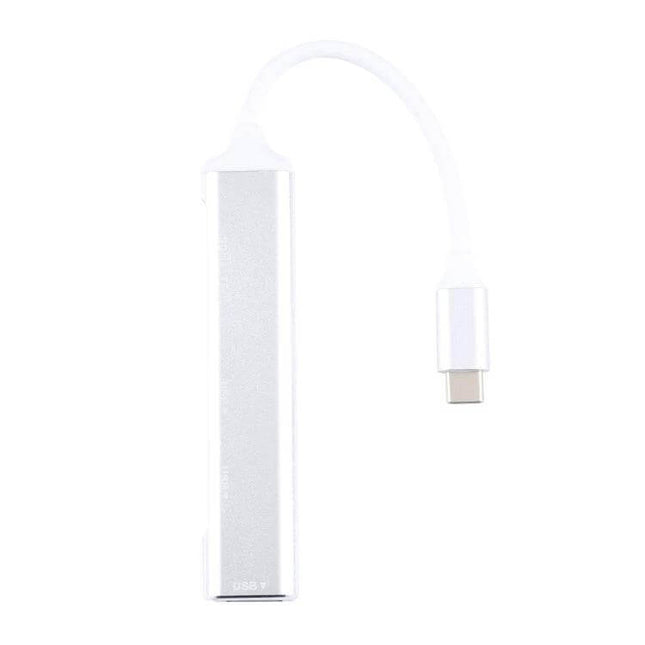 USB-C Multi-Port Hub with SD Card Reader and USB Ports slim silver hub with Type-C cable for photographers and mobile professionals