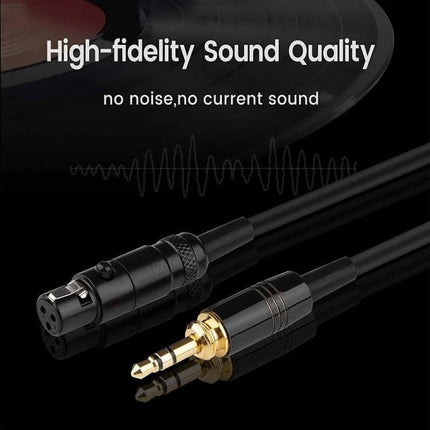 Audio Replacement Cable for AKG Q701 and Pioneer HDJ-2000 black 3.5mm to XLR-style replacement cable showing gold-plated plug