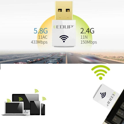 EDUP Mini Dual-Band Wireless USB Adapter for Laptops and PCs compact plug-and-play WiFi dongle for faster 2.4G/5.8G streaming and gaming
