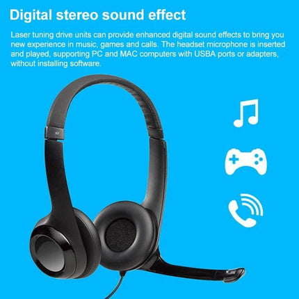 Logitech Wired Headset With Noise Cancelling Mic For Calls USB-A plug-and-play headset for clear calls and remote work