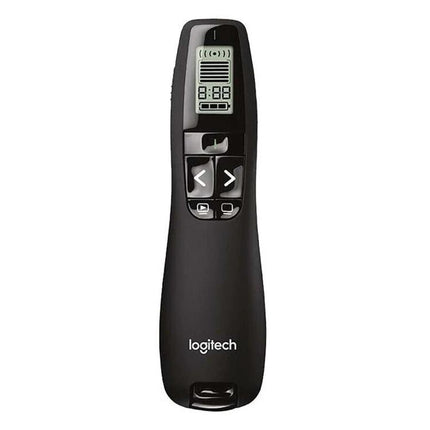 Logitech Wireless Presenter with Green Laser Pointer for Presentations black remote with buttons and LCD, USB receiver, up to 30m range