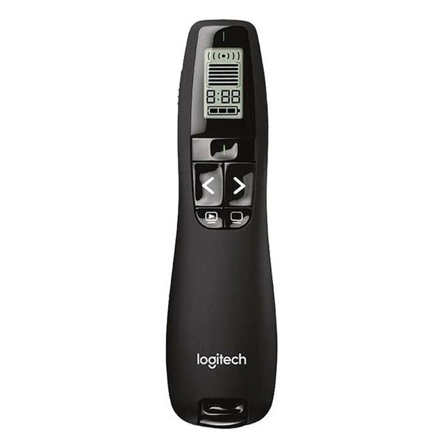 Logitech Wireless Presenter with Green Laser Pointer for Presentations black remote with buttons and LCD, USB receiver, up to 30m range