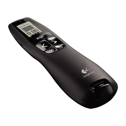 Logitech Wireless Presenter with Green Laser Pointer for Presentations - black wireless slide remote with USB receiver and LCD display
